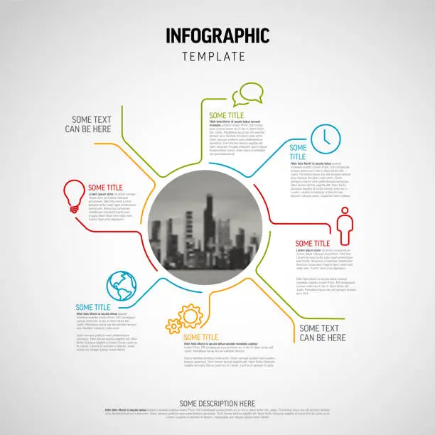 Vector illustration of Vector Infographic schema template with big circle photo