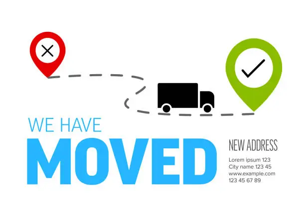 Vector illustration of We are moving minimalistic flyer template