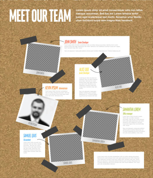 istock Company team cork notice board presentation template with photos 1339451514