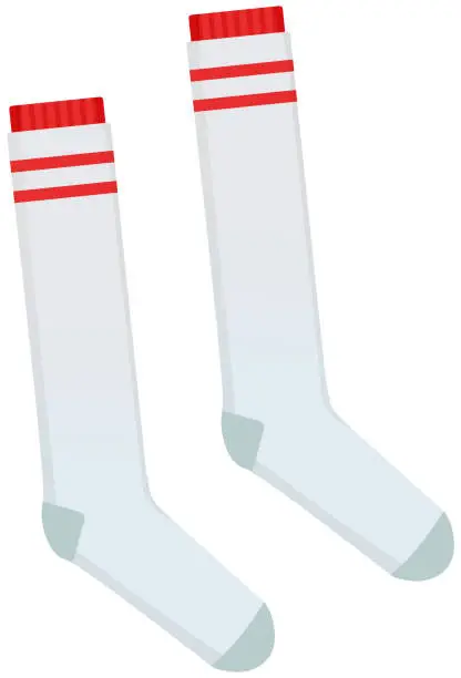 Vector illustration of Soccer Gaiters flat icon on white background. High socks soccer player uniform isolated vector