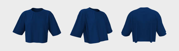 istock Women's cropped t-shirt mockup, front, side and back views 1339454316