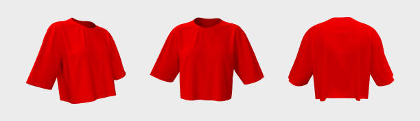 istock Women's cropped t-shirt mockup, front, side and back views 1339454327