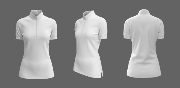 istock Blank turtleneck shirt mockup with half zip in front, side and back views 1339454492