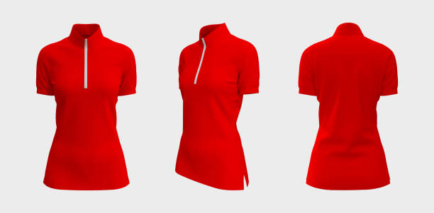 istock Blank turtleneck shirt mockup with half zip in front, side and back views 1339454493