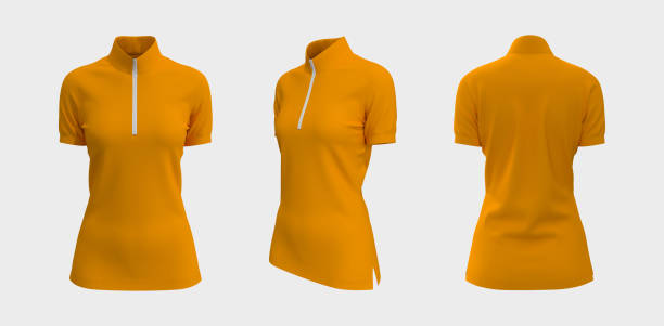 istock Blank turtleneck shirt mockup with half zip in front, side and back views 1339454501