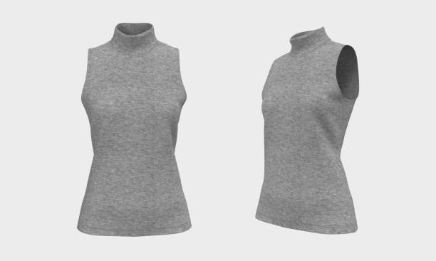 istock Sleeveless turtleneck shirt mockup in front and side views 1339454518