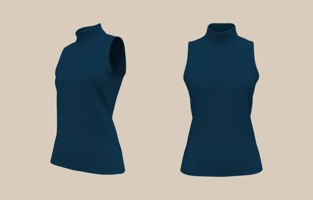 istock Sleeveless turtleneck shirt mockup in front and side views 1339454560