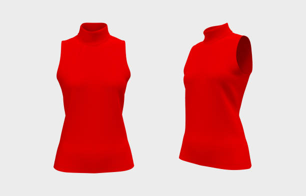 istock Sleeveless turtleneck shirt mockup in front and side views 1339454561