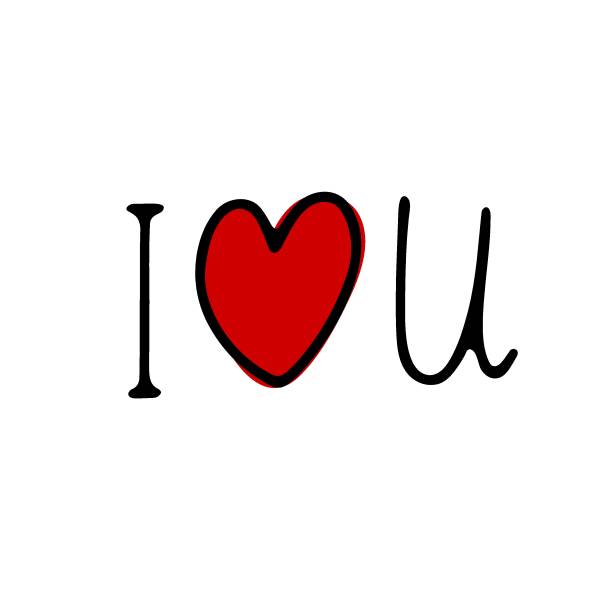 istock Doodle lettering I Love you with red heart 1339457499