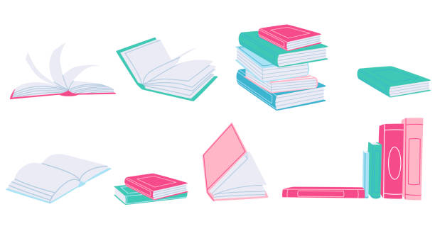 istock Books simple elements collection. Pile of paper notebooks flat isolated set. 1339458384