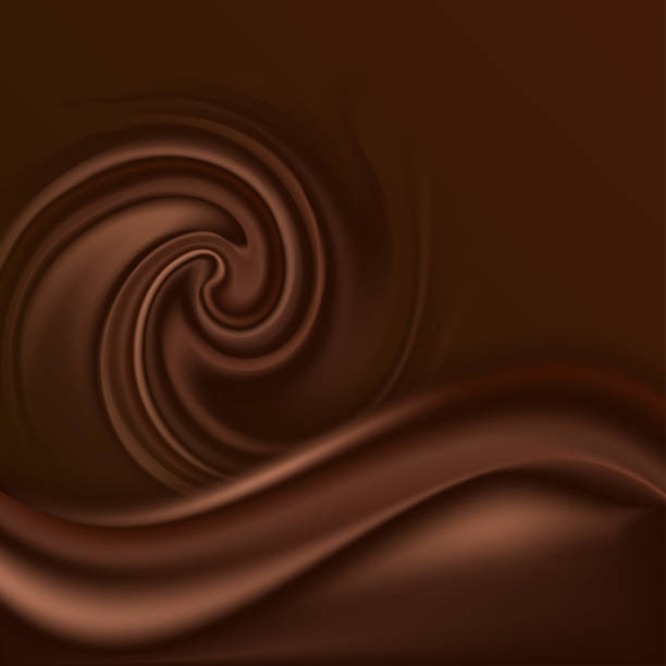 шоколадная волна и закрутка. абстрактный гладкий шелковый волнистый фон, шоколадный цвет потока. векторная иллюстрация - brown silk satin backgrounds stock illustrations