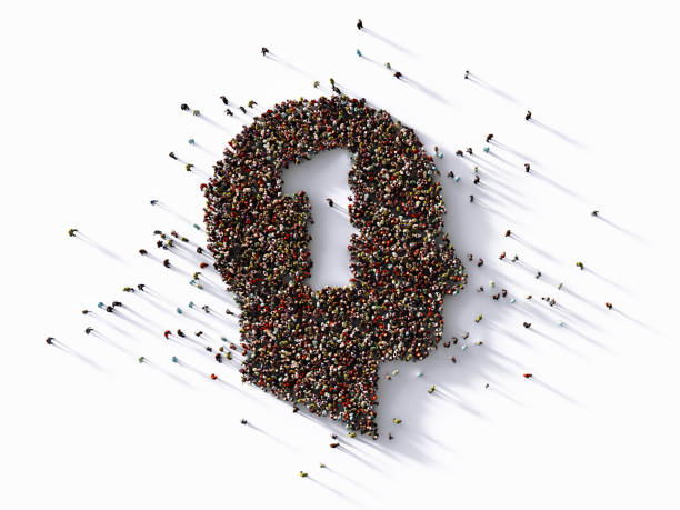 istock Human Crowd Forming Number One Inside Of A Human Head Shape 1339463300