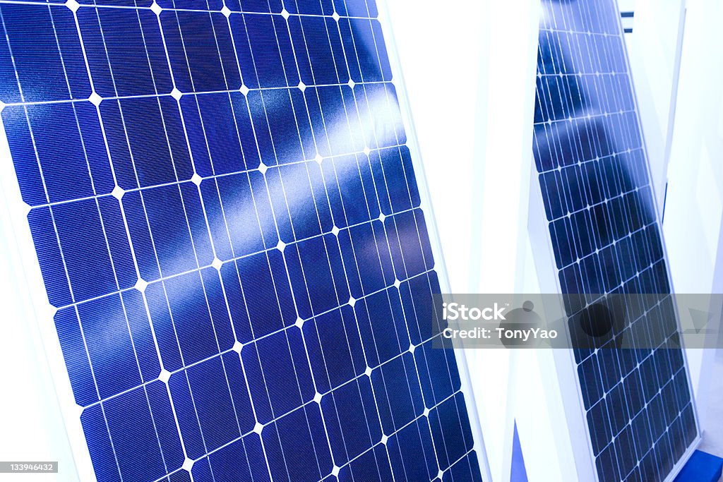 close-up pilha de célula solar - Royalty-free Azul Foto de stock