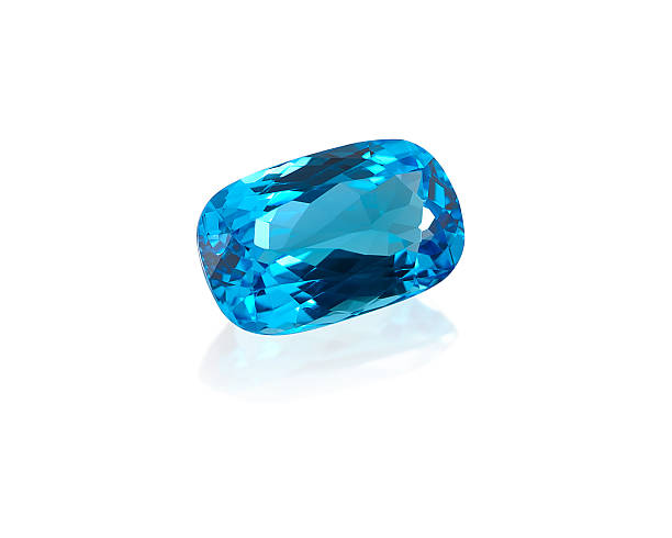 Blue topaz. Single topaz isolated on white background. topaz stock pictures, royalty-free photos & images