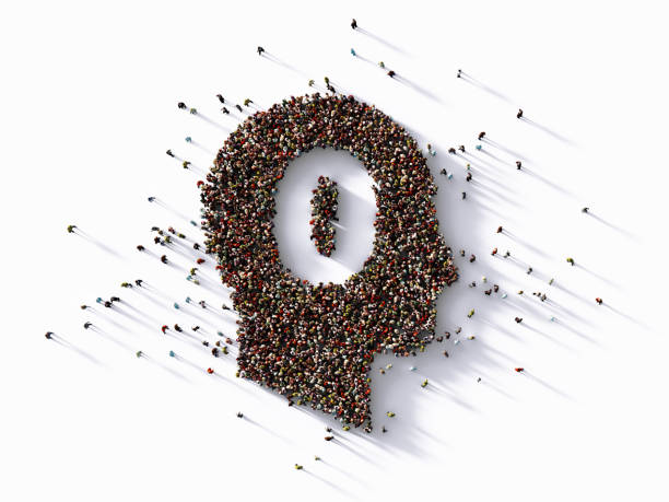 istock Human Crowd Forming Number Zero Inside Of A Human Head Shape 1339466371