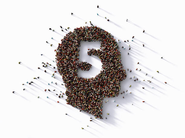 istock Human Crowd Forming Number Five Inside Of A Human Head Shape 1339466418
