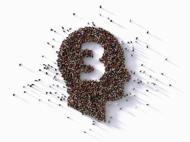 istock Human Crowd Forming Number Three Inside Of A Human Head Shape 1339466451