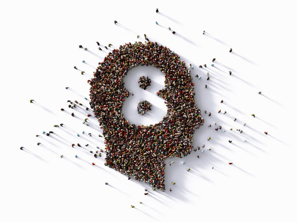 istock Human Crowd Forming Number Eight Inside Of A Human Head Shape 1339466603