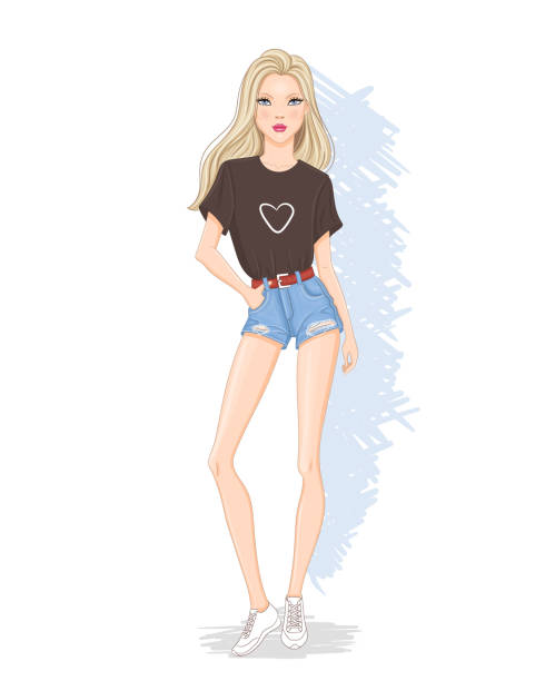 Beautiful Fashion Girl Posing Stock Illustration - Download Image Now -  Girls, Teenage Girls, Blond Hair - iStock