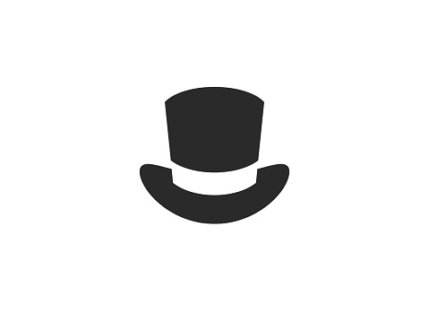 Black top hat icon. Magic top hat isolated on white background. Vector illustration