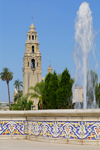 Balboa Park architecture and fountain (San Diego, California).