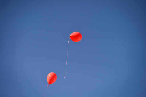 3d rendering of white red hot air balloon with red \