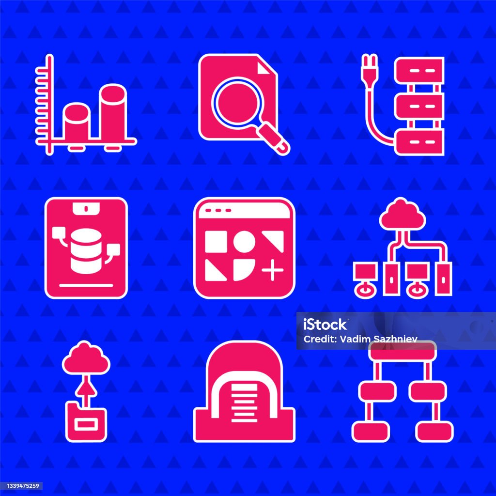 Computer Organogram Set Different Files Hangar With Servers Hierarchy Organogram Chart ...