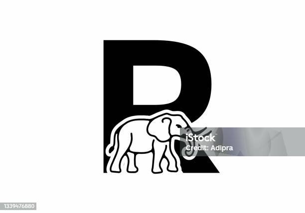 Alphabet R Elephant Initial Letter R With Elephant Shape Line Art Design Stock Illustration ...