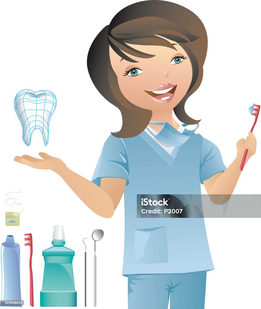 Higienista dentário - Vetor de Dente Humano royalty-free