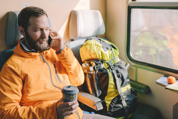 istock Solo traveler on journey with train 1339486429