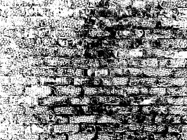 illustrations, cliparts, dessins animés et icônes de brique mur grunge texture. motif noir poussiéreux et rayé. arrière-plan granuleux abstrait. illustration de conception vectorielle. effet texturé. fissure. - wall brick backgrounds textured effect
