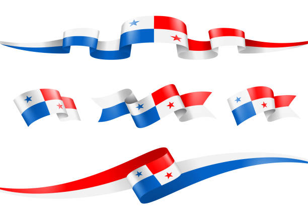 ilustrações de stock, clip art, desenhos animados e ícones de panama flag ribbon set - vector stock illustration - panama