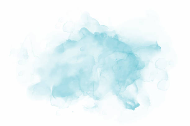 blue watercolor brush paint vector texture. aquarelle abstract hand drawn liquid cold colour background - 水彩畫 幅插畫檔、美工圖案、卡通及圖標