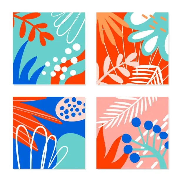 Vector illustration of Set of abstract floral cards.