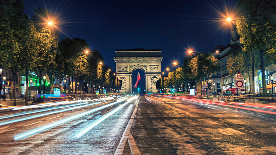 Arc De Triomphe in Paris city by night