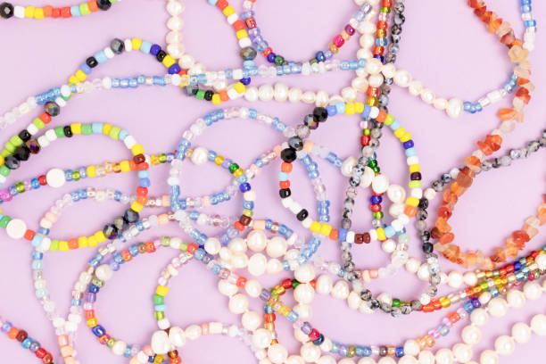 istock Necklaces and bracelets made from multicolored beads and pearls. 1339501336
