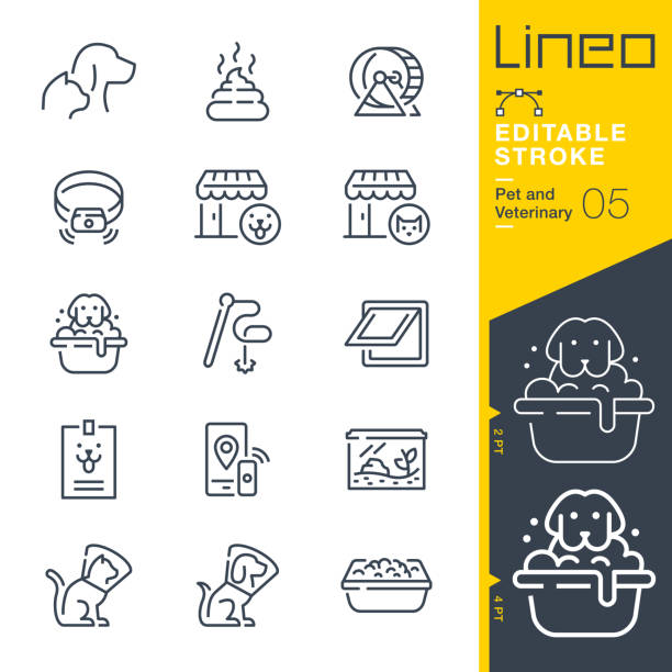 Lineo Editable Stroke - Pet and Veterinary line icons vector art illustration