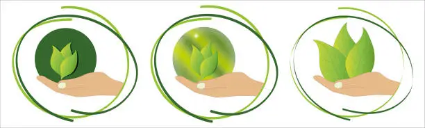 Vector illustration of Environment symbols for sustainability in the set