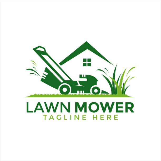 rasenmäher home service vektor design vorlage - cut grass stock-grafiken, -clipart, -cartoons und -symbole