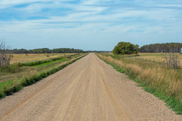 гравийная дорога с уменьшающейся перспективой - dirt road стоковые фото и изображения
