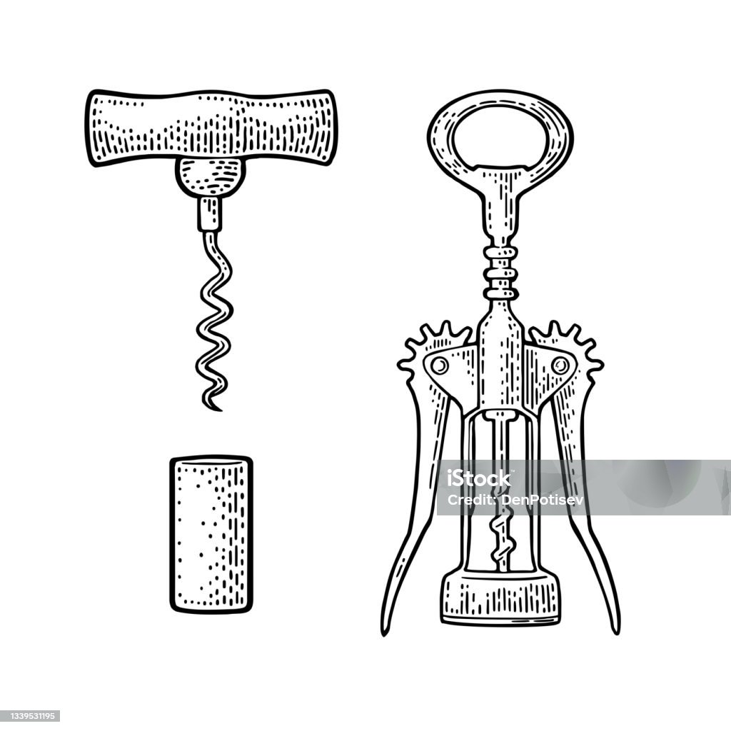 Simple Corkscrew Wing Corkscrew Basic Corkscrew And Cork Stock Illustration - Download ...