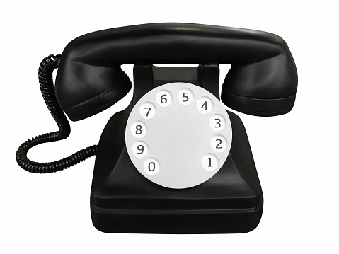 Old fashioned retro style rotary phone on the white background with clipping path