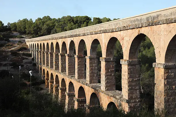 Ancient roman aqueduct in Tarragona, Spain