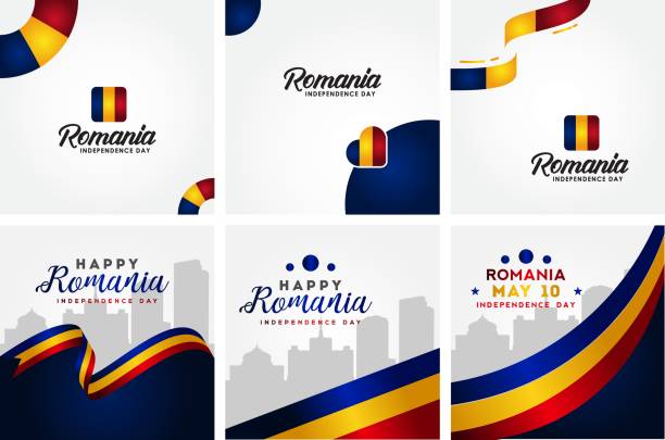 ilustrações, clipart, desenhos animados e ícones de ilustração de design de vetores do dia da independência da romênia - romania flag romanian flag colors