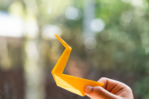 origami crane isolated on white background 3d illustration