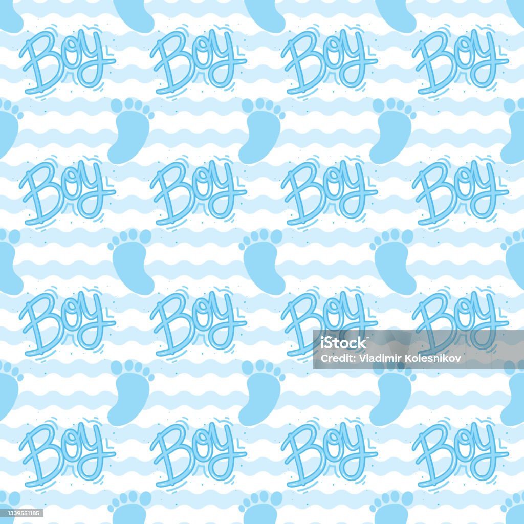 Feet Pattern Blue Pattern For A Boy Blue Baby Feet And Feet Seamless Pattern Vector ...