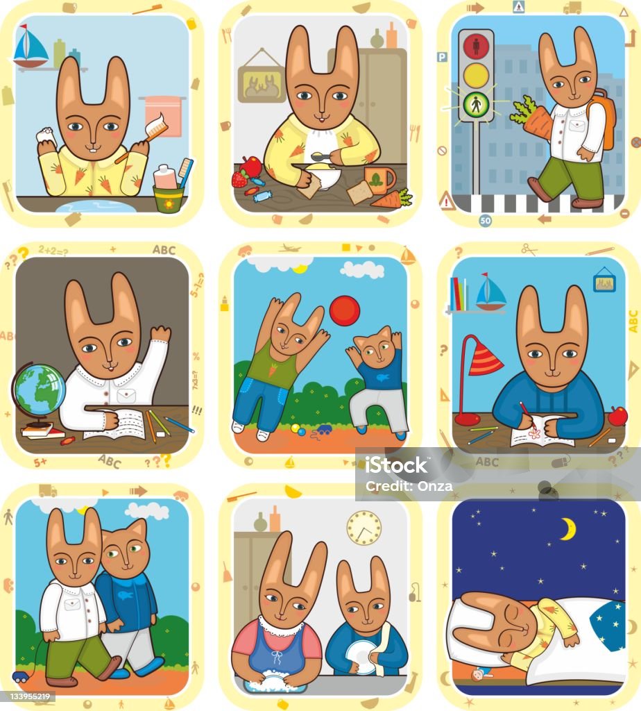 Calendário ícone conjunto de coelho - Royalty-free Agenda Pessoal arte vetorial
