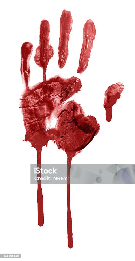 bloody Impronta di mano - Foto stock royalty-free di Sangue