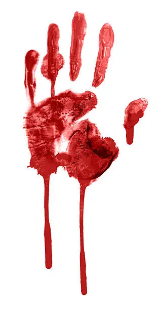 bloody print of a hand and fingers