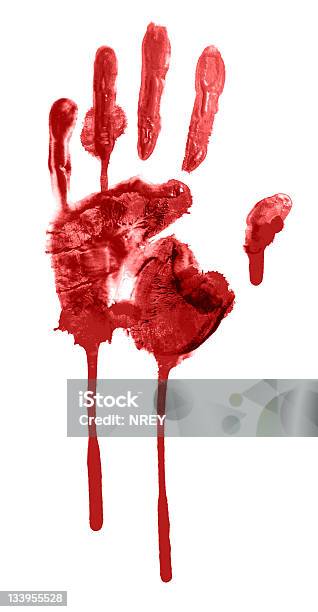 Bloody Odcisk Dłoni - zdjęcia stockowe i więcej obrazów Krew - Krew, Odcisk dłoni, Ślad